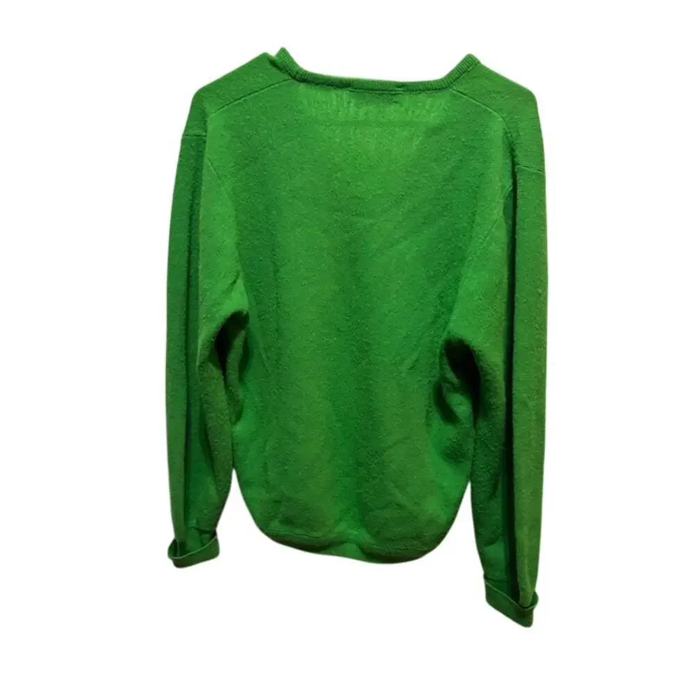 Vintage IZOD Lacoste Green V-Neck Sweater Men's Alligator sz Small Preppy 80s - Picture 4 of 5